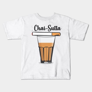 Chai Sutta Chai Tea Glass Hindi Quote Slogan Kids T-Shirt